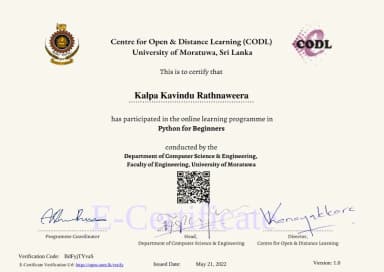 Python for Beginners Certificate